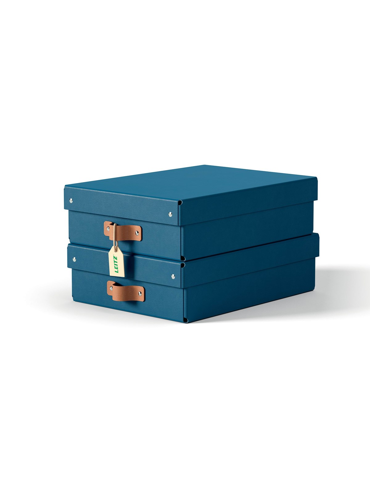 Leitz Puro Aufbewahrungsbox mit Deckel, mittelgroß & flach, 8L, 100% recycelter Karton, 2er-Pack, Dunkelblau