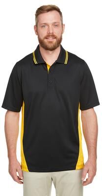 Harriton M386 Men's Flash Snag Protection Plus IL Colorblock Polo Shirt in Black/Sunray Yellow size XL   Polyester