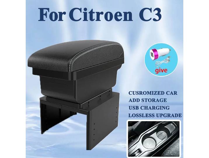 Boîte de rangement pour accoudoir de voiture avec USB, accessoires de voiture pour Citroen C3 AircrossⅠ2017 2018 2019 2020 2021