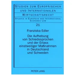 Edler:Die Aufhebung von Schiedssprüchen, Fachbücher von Franziska Edler