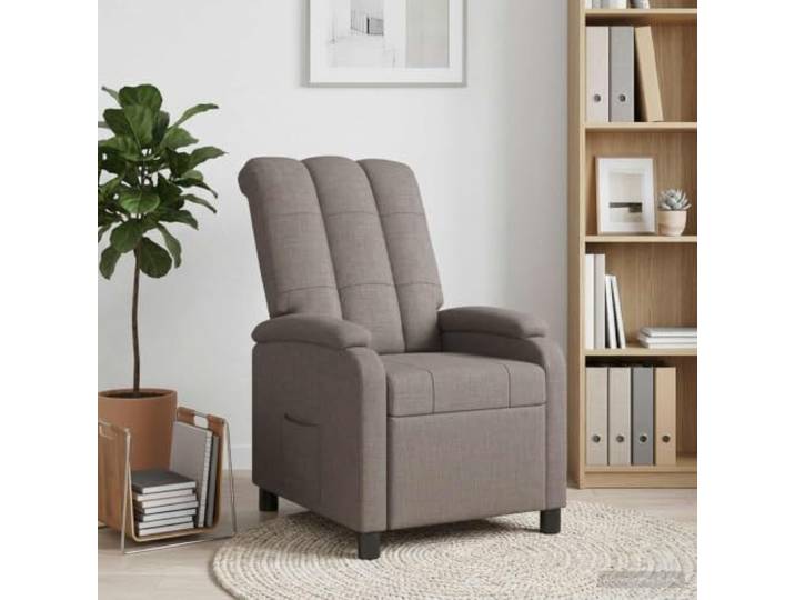 Liegesessel Taupe Stoff Verstellbar 115°-160° Polyesterstoff,Metall-und Holzwerkstoffrahmen,Schaumstoff-Faser-Füllung,Wohnzimmer,Home Office,feucht abwischbar