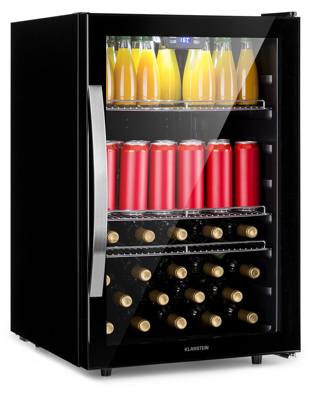 Klarstein Mini Kühlschrank mit Glastür, Mini-Kühlschrank für Zimmer, Getränkekühlschrank Klein mit Verstellbaren Ablagen, Kleiner Kühlschrank 147 Liter, Indoor/Outdoor Kühlschrank Leise