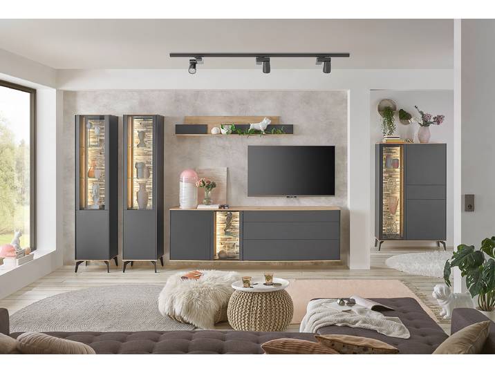 home24 Highboard 101 x 147 x 42cm grijs/antracietkleurig