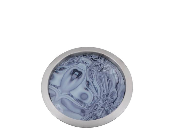 Tablett FINK TOLERANCE , silber (blau), H:2,5cm Ø:40,5cm, Tabletts, Tablett