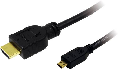 LogiLink HDMI Anschlusskabel HDMI-A Stecker, HDMI-Micro-D Stecker 1.00 m Schwarz CH0030 4K UHD HDMI-Kabel