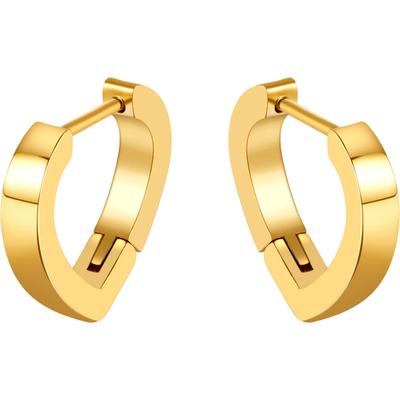 Paar Creolen FIRETTI "Schmuck Geschenk Edelstahl Ohrschmuck Ohrringe Herz", gold (gelbgoldfarben), Ohrringe, Damen, Edelstahl