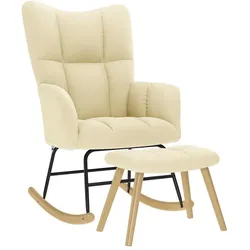 vidaXL Schaukelstuhl mit Fußhocker Creme Stoff
