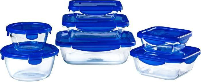 Pyrex Cook & Go Set van 7 luchtdichte en lekvrije voorraadpotten van borosilicaatglas