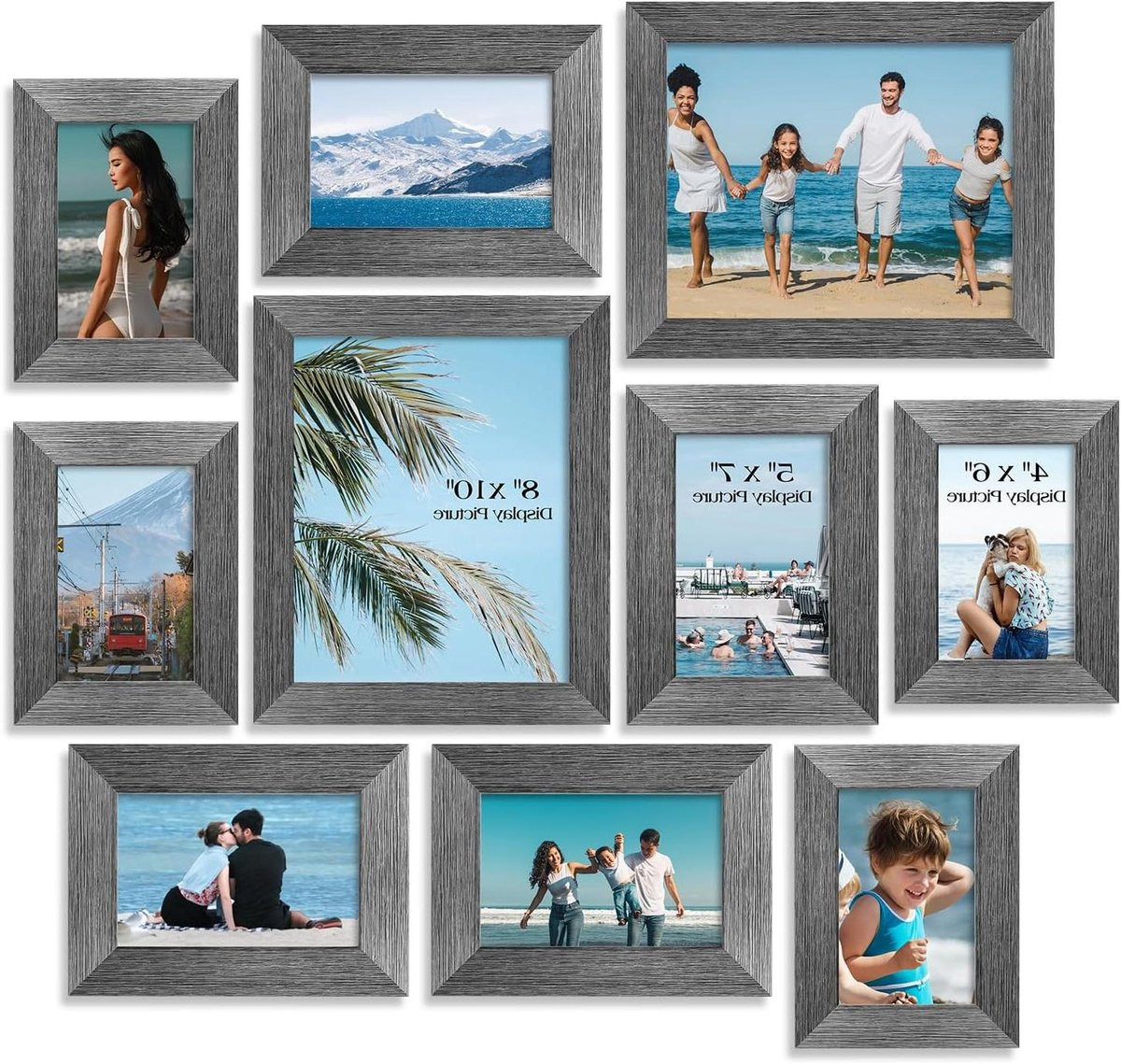 Set van 10 grijze fotolijsten voor collage wanddecoratie