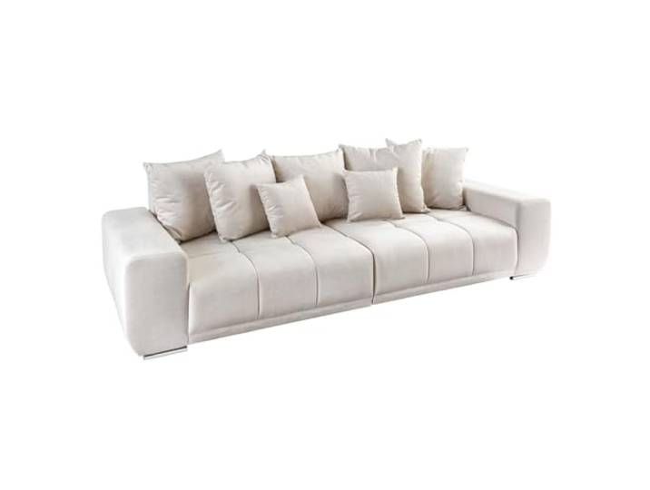 Riess Ambiente Sofa ELEGANCIA - 285x106cm - Champagner beige - Samt Fußhöhe: 5 cm, mit Armlehne, individuelle Maserung, Kissen inkl., 7 Kissen inkl., pflegeleichte Oberfläche
