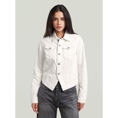 Jeansjacke G-STAR "Pitched Hem Slim Jacke", Damen, Gr. L, weiß (ecru), Obermaterial: 100% Baumwolle, Jacken Jeansjacke