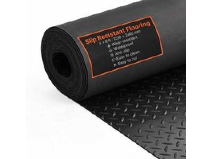 VEVOR Rubberen Mat 2465 x 1236mm Vloermat SBR Rubberen Vloerbedekking 3mm Dik Noppenmat Diamant Traanplaat Vloermat Antislipmat Rubberen Bekleding Ideaal voor Garages, Magazijnen, Sportscholen, Looppaden