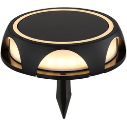 Solarlampe schwarz Außenleuchte Wandlampe Gartenlampe Stecklampe Akku Hauswand wetterfest, Alu Kunststoff, 1x LED 3000K, DxH 14x3,6 cm