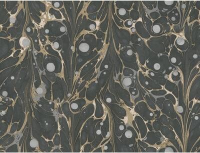 York Wallcoverings Marbled Endpaper Black & Gold Wallpaper