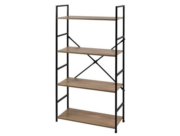 Toilinux - Etagère droite Large 4 niveaux Colorado H.48 en Métal et MDF - Beige et Noir