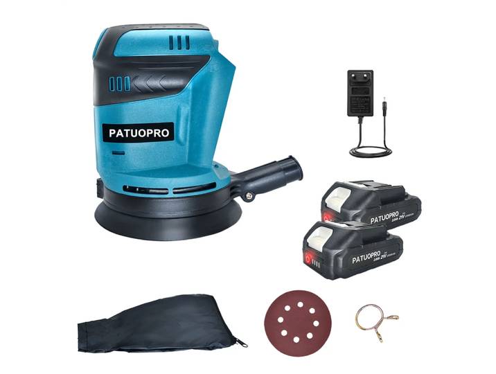 PATUOPRO-Ponceuse orbitale aléatoire sans fil, meuleuse électrique, polisseuse, outil électrique domestique pour Makita, batterie 18V, 125mm