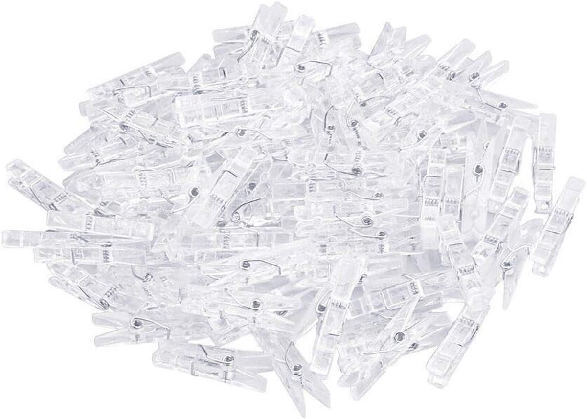 100 stuks Mini Clear Foto Hangende Klemmen - Plastic Fotoklemmen voor Decoratie