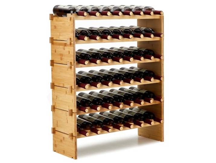Danonlly Weinregal Bambus Stapelbar Flaschenregal Flaschenständer Weinständer Ohne Schrauben, AA-Qualität, Stapelbar & Platzsparend Für Keller Bar Küche Esszimmer (6T-48 Flasche)