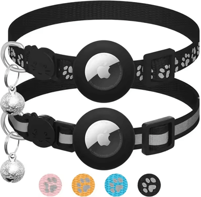 Inspire Curations TrackGuard AirTag Cat Collar With Reflective Safety Design black Mixed Set 2pcs