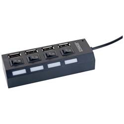 Schwaiger UH4013 USB-Hub 4 Port USB-A USB 2.0 480 MBit/s Schwarz UH4013