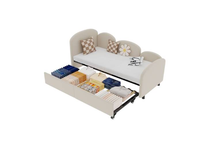 Odikalo Schlafsofa Aufbewahrungssofa Twin Size Daybed Storage Drawers Velvet gepolstert