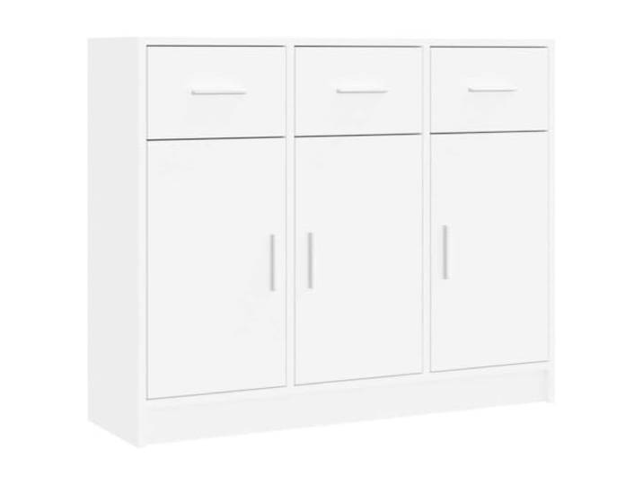 Roanoer Sideboard Weiß 91x28x75 cm Kommode mit Türen Beistellschrank Platzsparender Schrank für Wohnzimmer und Schlafzimmer mit viel Stauraum hinter den Türen.