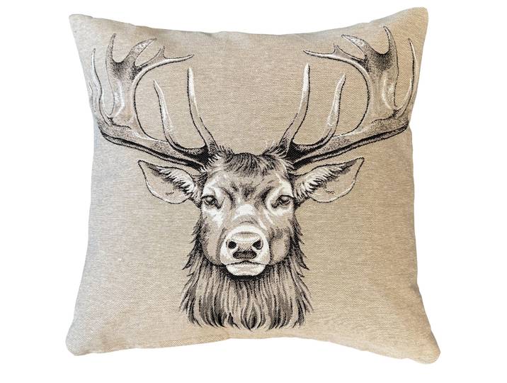 Dekokissen HOME WOHNIDEEN CIERVO , beige (natur), B:45cm L:45cm, Baumwolle, Polyester, Dekokissen_Sitzkissen_Kissenhüllen, Dekokissen, mit Füllung, Gobelin