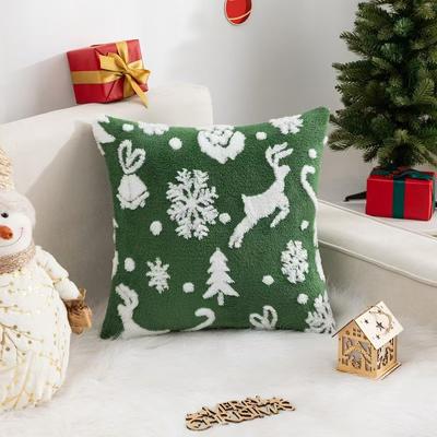 Modern Home Fixes Christmas Pillow Covers, Christmas Tree, Little Bell Pattern, Imitation Reindeer, Stars, Snowflakes Pillowcase Cover style1 45x45cm