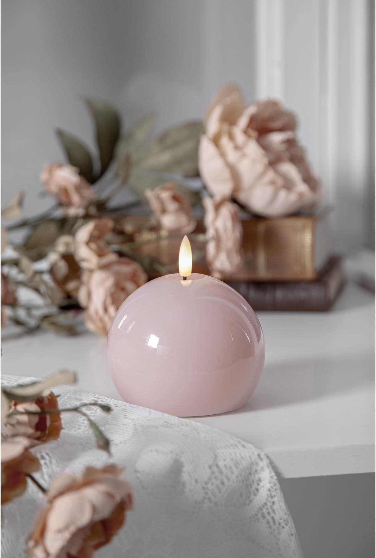 LED-Kerze "Star Trading LED-Kerze Pillar Flamme Shine, 11 cm", rosa, H:11cm Ø:9,5cm, Kerzen, LED-Kerze rosa Ø/H: 9,5cm x 11cm