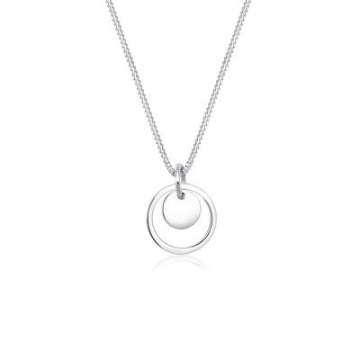 Kette mit Anhänger ELLI "Halskette Anhänger Rund mit Kreisen 925 Silber" Gr. 45, silber, Halsketten, Damen, 45, ohne Stein, Silber 925 (Sterlingsilber)