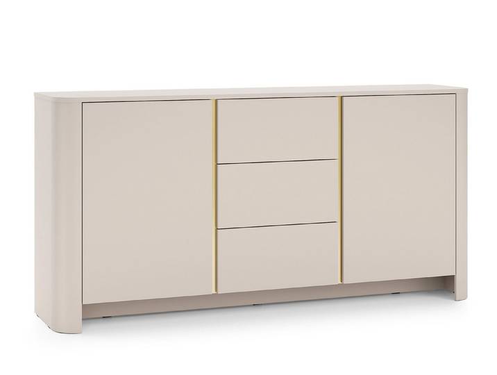 Compleo Kommode im Japandi Stil, Kommode mit 3 Schubladen und 2 Turen BORS