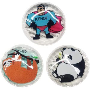 ICEHOF Kühlkompresse Kühlpads Kinder Set Jungs, 3 Stück, Kalt/Warm-Kompresse, wiederverwendbar, Ø 10cm