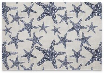FirstDawn Dark Denim Starfish 4-Pack Poly-Cotton Blend Placemats Manufactured in The USA Machine Washable Dryer Safe