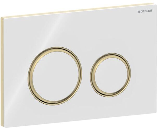 Geberit Sigma 50 Round Betätigungsplatte 115652SI1 Platte/Taste weiß, Ring Messing, für 2-Megen-Spülung