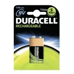 Duracell 056008 Haushaltsbatterie Wiederaufladbarer Akku 9V Nickel-Metallhydrid (NiMH)