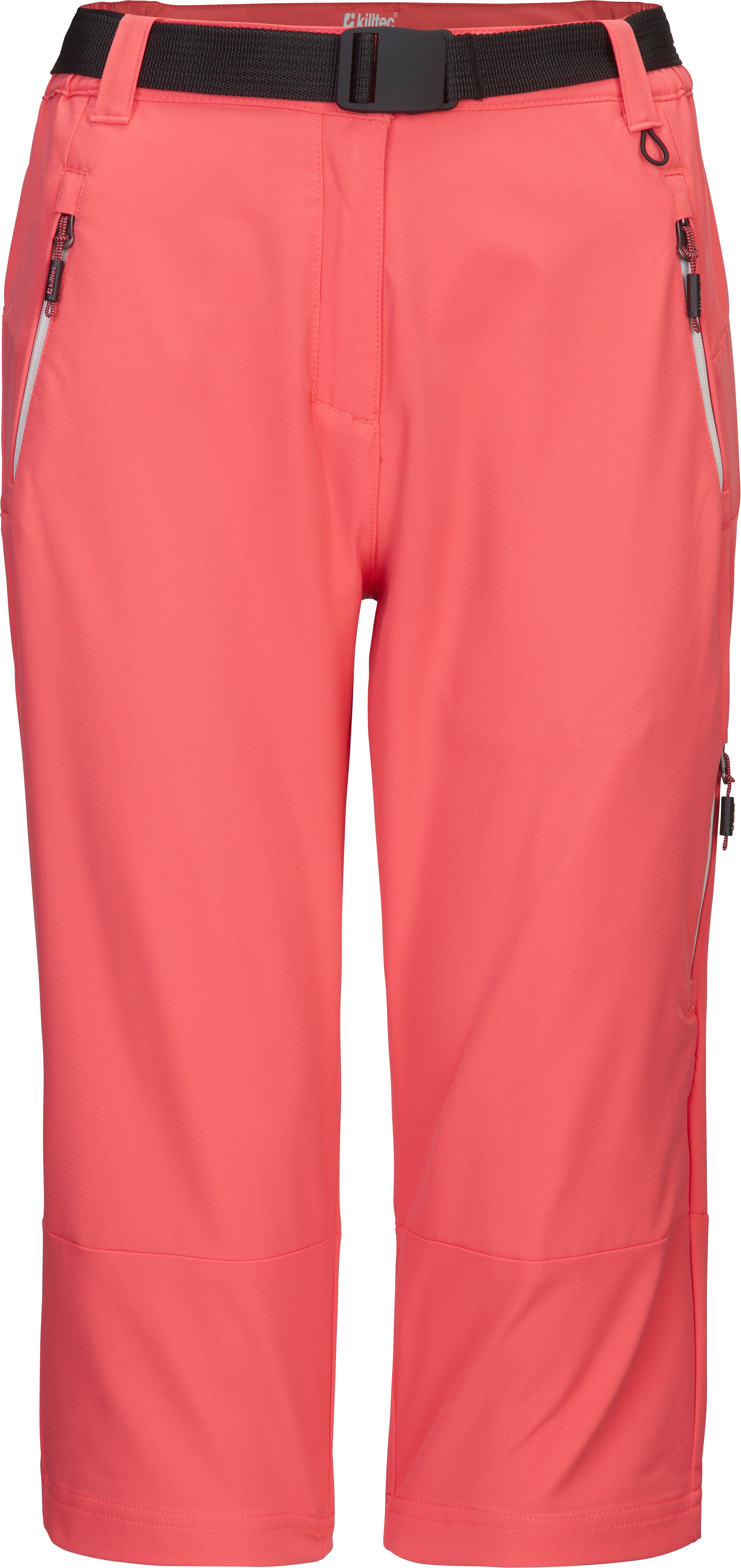 Caprihose KILLTEC "KOS 240 WMN CPR PNTS", Damen, Gr. 44, N-Gr, rosa (koralle), Obermaterial: 100% Polyester. Futter: 65% Polyester, 35% Baumwolle, Hosen Caprihose, wasserabweisend, schnell trocknend, aus Polyester koralle 44, N-Gr