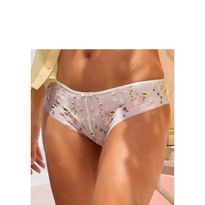 Panty LASCANA, Damen, Gr. 36/38, Spitze, weiß (weiß, rosenholz), Spitze, Obermaterial: 90% Polyamid, 10% Elasthan, Unterhosen Panty, mit hübscher Blütenstickereispitze in transparenter Optik