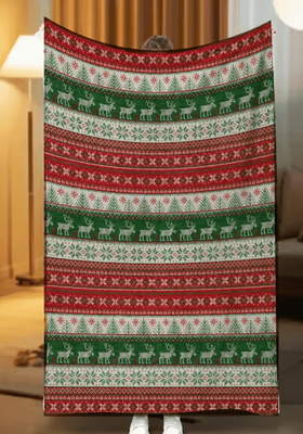 Inspire Curations Red Sherpa Christmas Flannel Throw Blanket 4 130x150cm