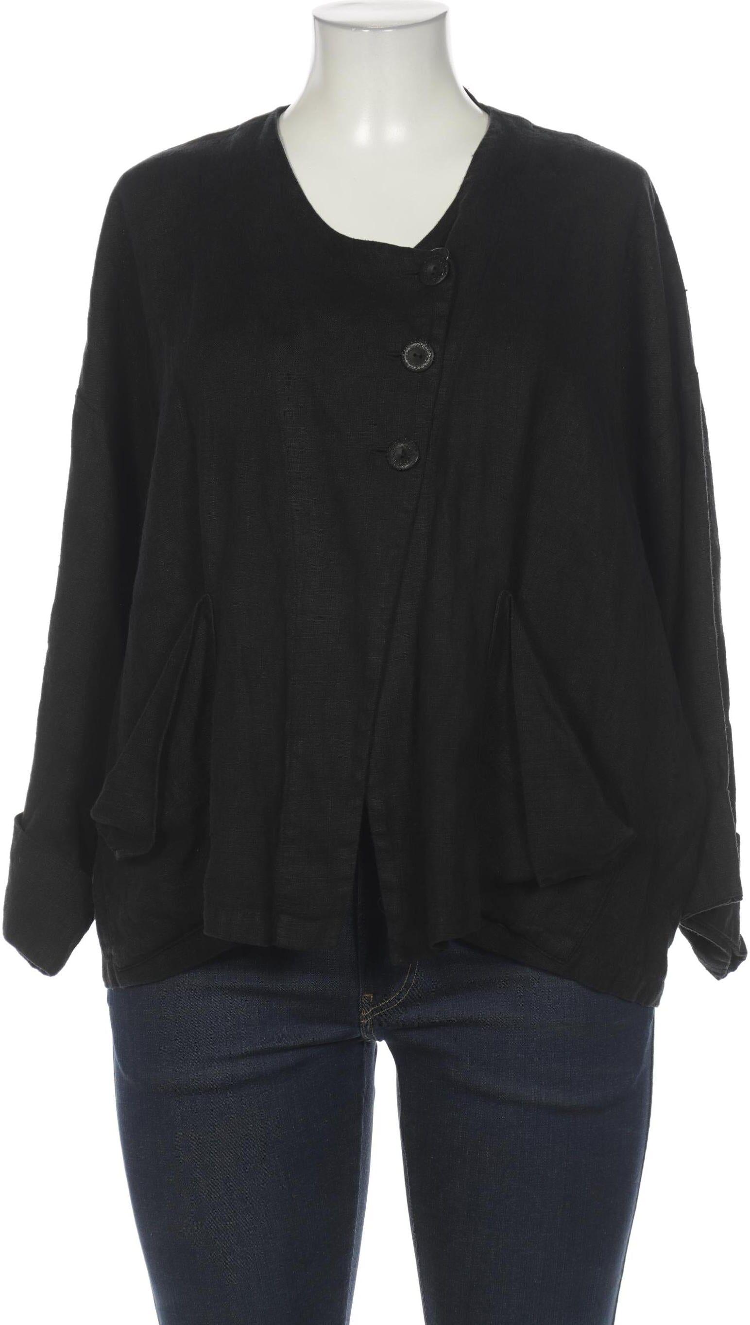 Krines Damen Jacke, Schwarz, Gr. Onesize, Leinen - Second Hand