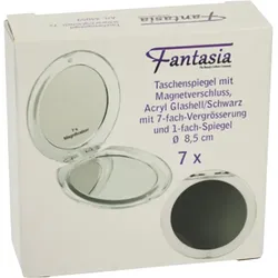 1 Stück Fantasia Taschenspiegel, Acryl, rund, 7-fach  Schwarz