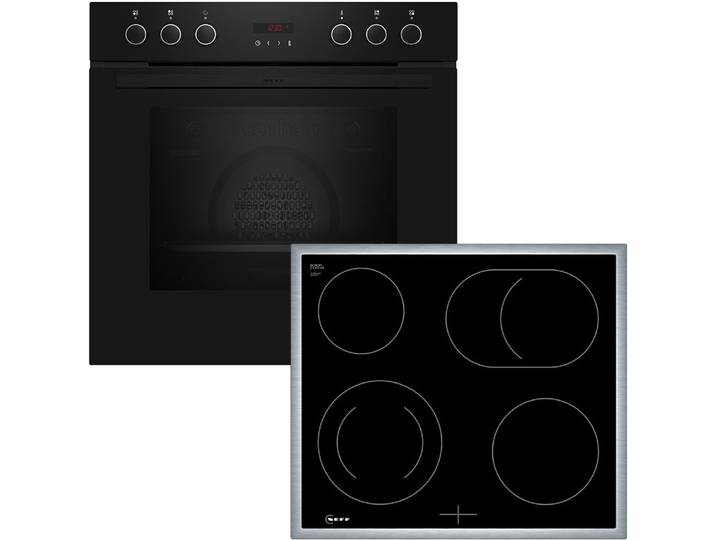 NEFF Elektro-Herd-Set EDX4PB0 , Energieeffizienz: A+, schwarz, Herdsets, CircoTherm auf 3 Ebenen & Pyrolyse-Selbstreinigung, Elektro-Herd-Set