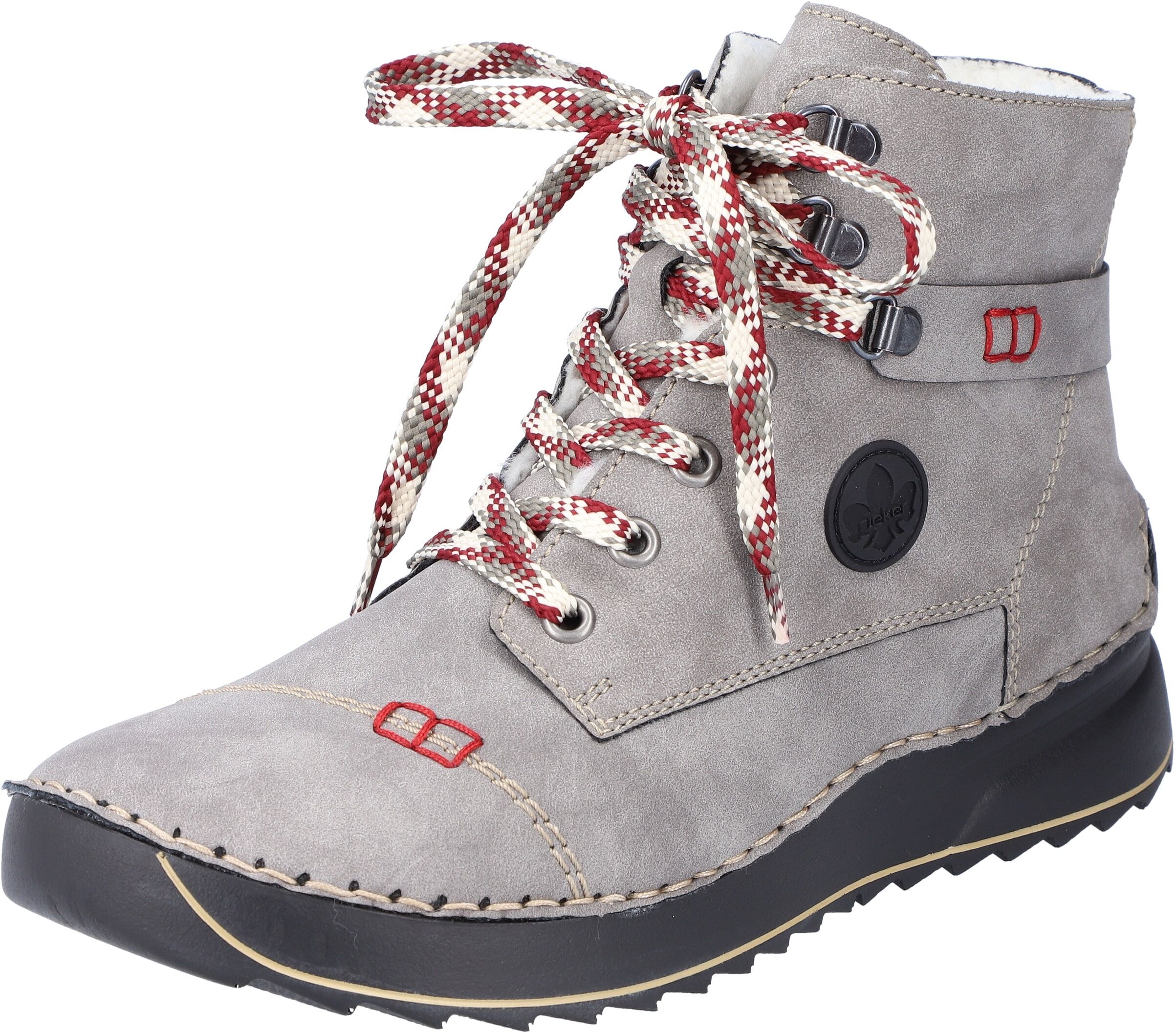 Winterboots RIEKER, Damen, Gr. 39, Warmfutter, grau, Lederimitat, Schuhe Winterboots, mit feiner Ziernaht grau 39, Warmfutter