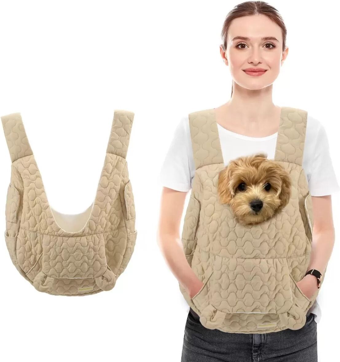 INF Haustier-Reiserucksack mit Doppel-Schulter – Leichter, warmer Polyester-Träger für Hunde und Katzen Khaki