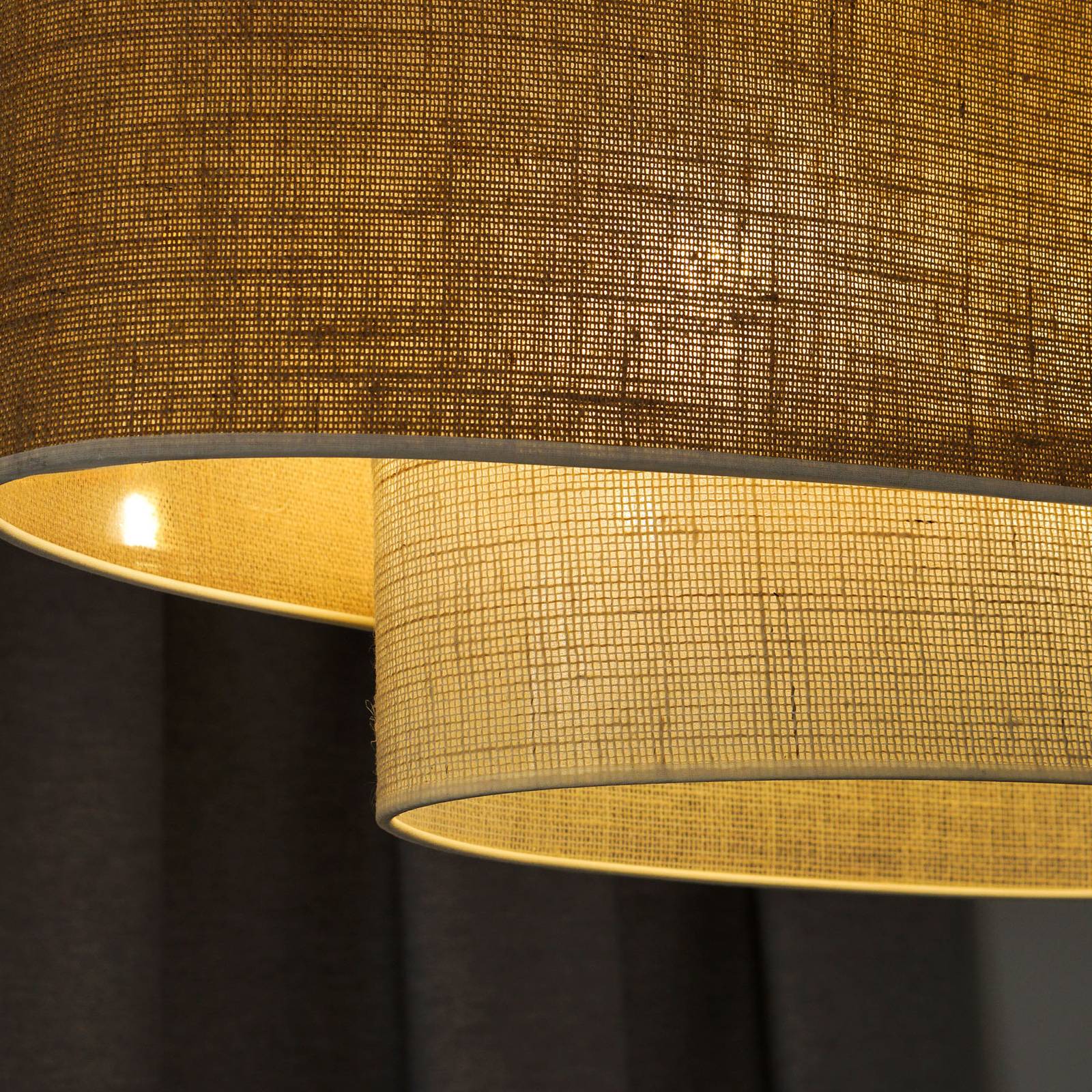 Deckenlampe Boho Jute Duolla, dimmbar, braun / rost, für Wohn- / Esszimmer, Textil / Stoff / Seide, Deckenlampe