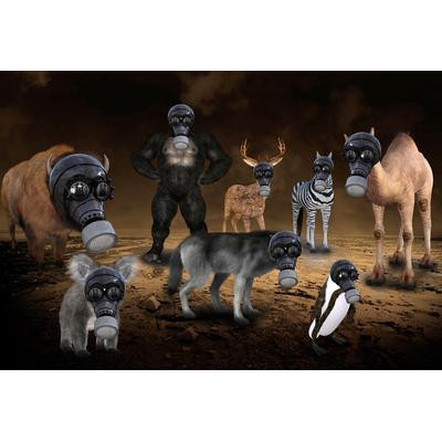 Fototapete PAPERMOON "Gasmasken Tiere", bunt, B:3,5m L:2,6m, Vlies, Tapeten