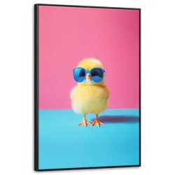 LEINWAND Bilder mit Rahmen - Chick - Sonnenbrille - Blau - 90x140