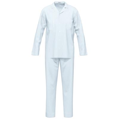 Pyjama SEIDENSTICKER "Herren Pyjama Set lang", Herren, Gr. 50, weiß (zen blau), Obermaterial: 100% Baumwolle CO., Homewear-Sets Pyjama