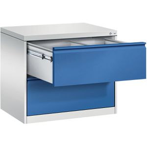 CP-Möbel Hängeregisterschrank Acurado C2000, 2-bahnig, 2 Schübe, lichtgrau / blau