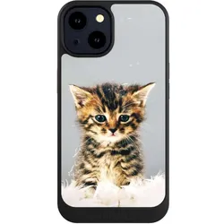 Nivocase Hülle für Apple iPhone 14 Handyhülle NIVOcore Case Schwarz Feder Haustier Katze (Apple iPhone 14), Smartphone Hülle, Schwarz