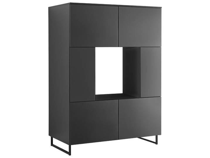 Carryhome Highboard Mosel Weinschrank, Schwarz, Metall, 8 Fächer, 120x167x59.6 cm, stehend, Wohnzimmer, Kommoden & Sideboards, Highboards